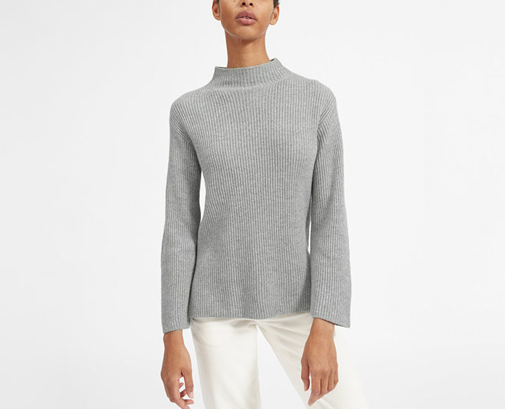 grey ribbed sustainable sweaters