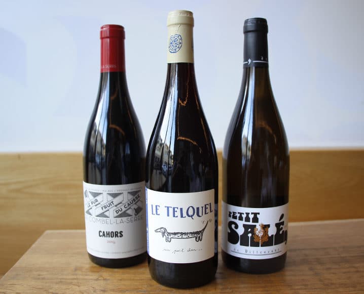 chez text natural wines bottles