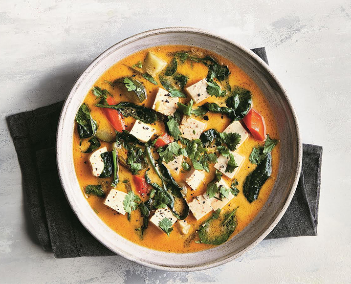 A Vegan Curry Bowl With Coconut Milk, Tofu + Tons of Veggies